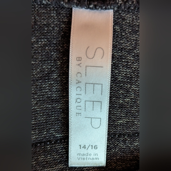 EUC Sleep by Cacique grey/blk marled long sleeve crew neck side slits hi-low - Picture 3 of 11